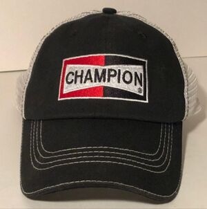 Vintage Champion Spark Plugs Patch Black Men's Hat